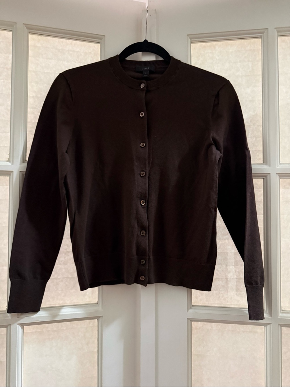 J. Crew Dark Brown Button-Front Crewneck Cardigan